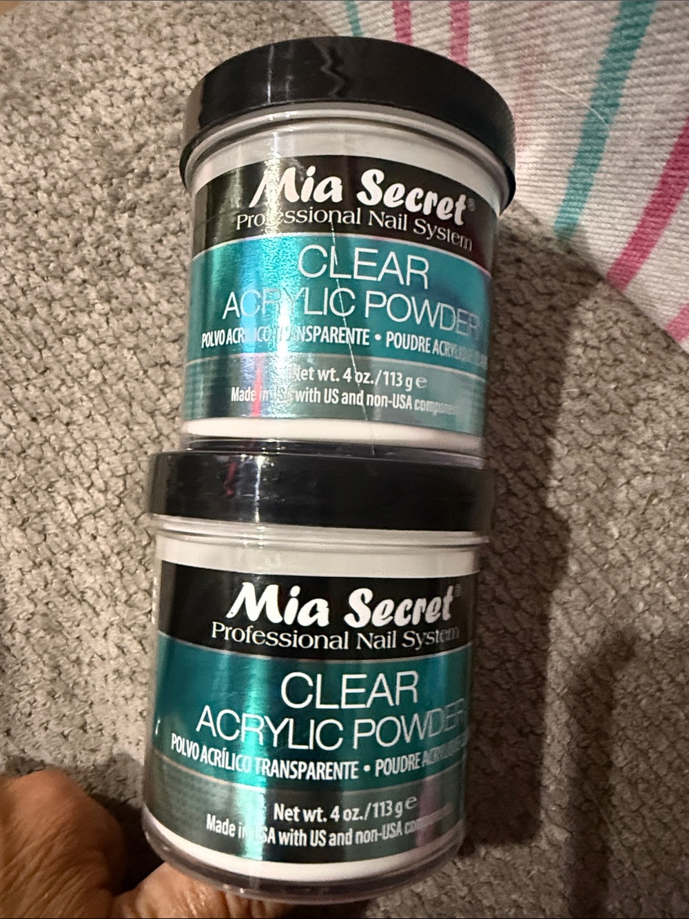 2 NEW Mia Secret Clear Acrylic powders 4 oz each